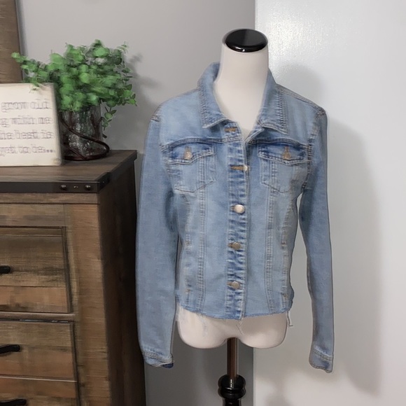 Ci Sono Blue denim collection cropped trucker Jean Jacket  EUC Size Large - Picture 12 of 12